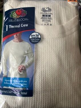 Fruit of the Loom White Waffle Thermal Crew Shirt
